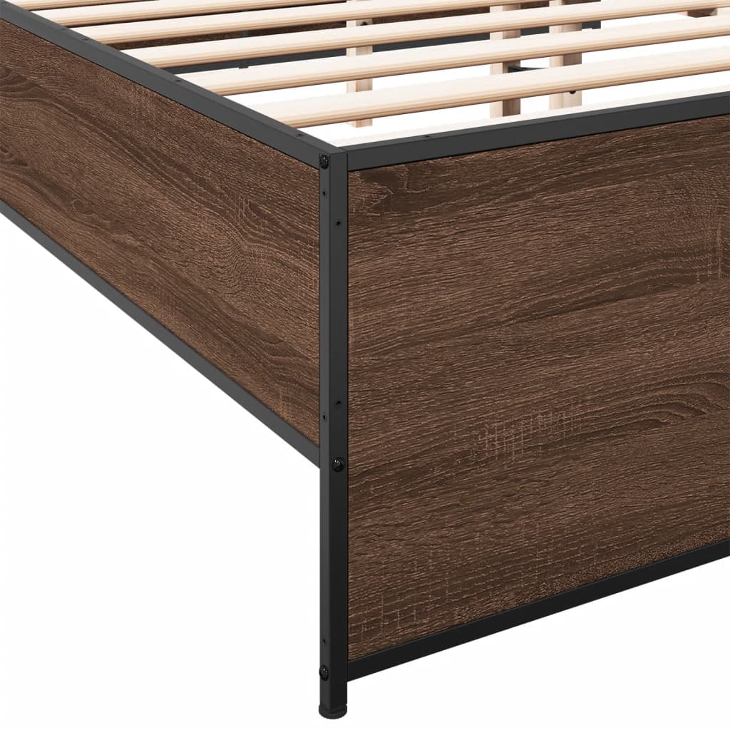 sengestel 150x200 cm konstrueret træ og metal brun egetræ