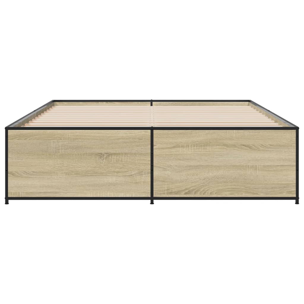 sengestel 140x200 cm konstrueret træ og metal sonoma-eg