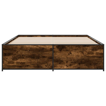 sengestel 140x200cm konstrueret træ og metal røget egetræsfarve