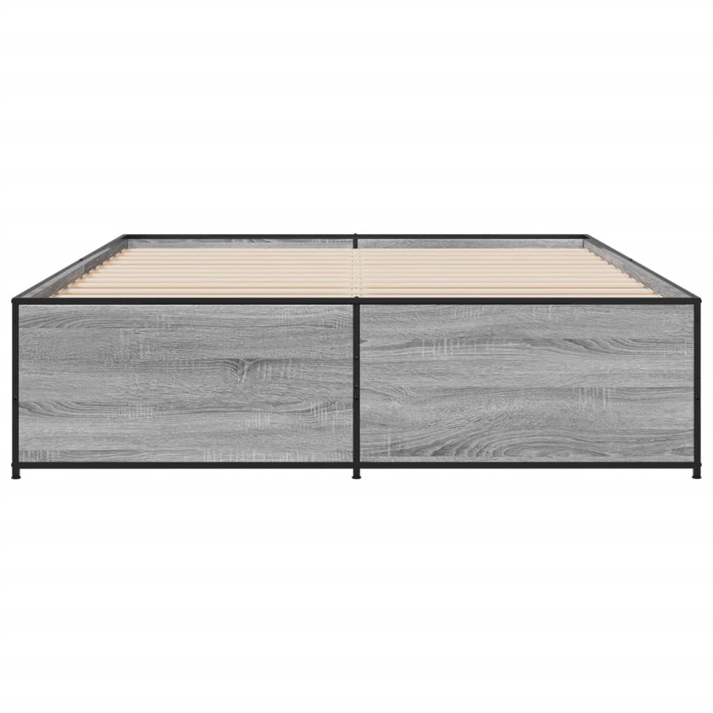 sengestel 140x200 cm konstrueret træ og metal grå sonoma-eg