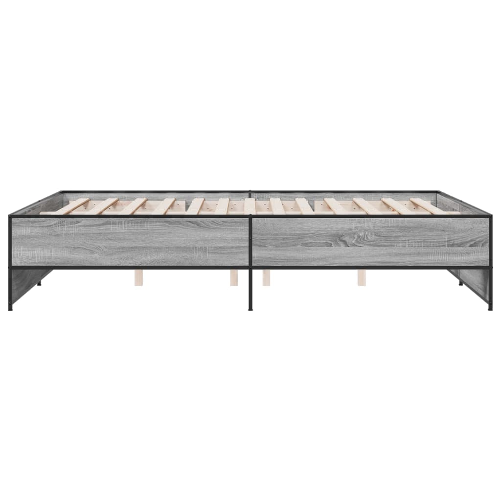 sengestel 140x200 cm konstrueret træ og metal grå sonoma-eg