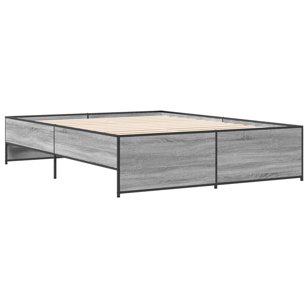sengestel 140x200 cm konstrueret træ og metal grå sonoma-eg