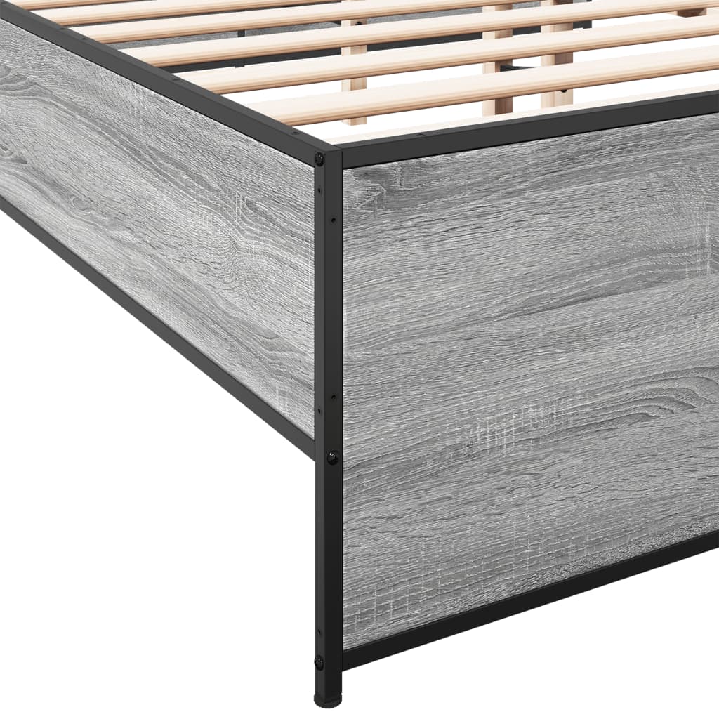 sengestel 140x200 cm konstrueret træ og metal grå sonoma-eg