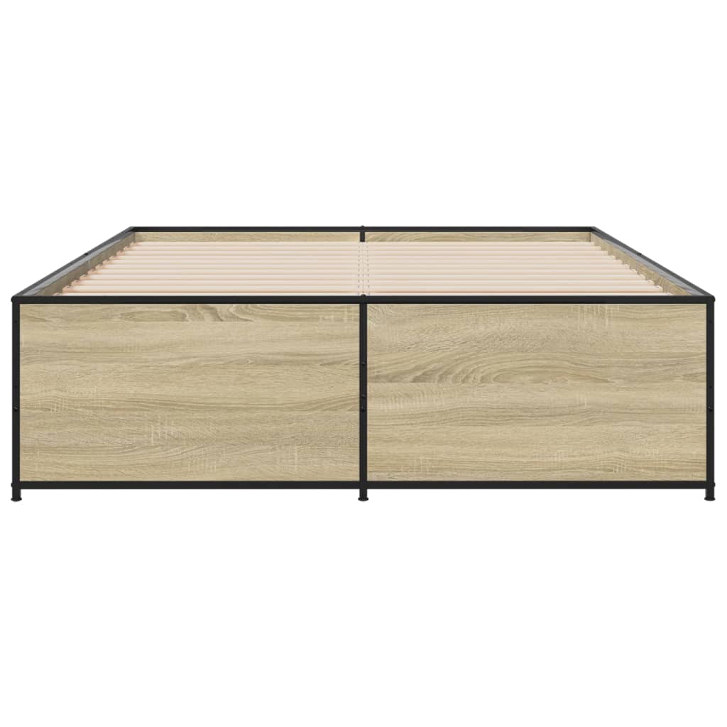 sengestel 120x200 cm konstrueret træ og metal sonoma-eg