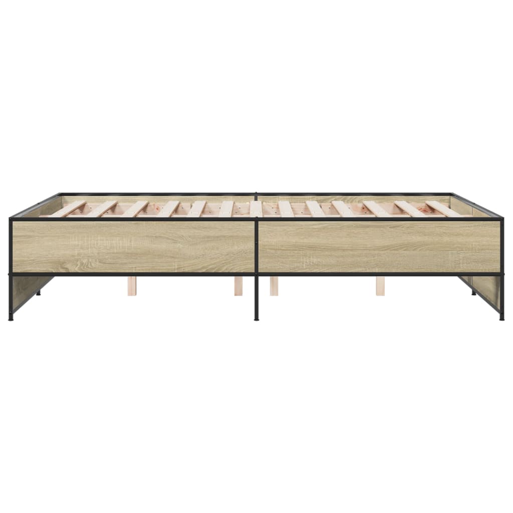 sengestel 120x200 cm konstrueret træ og metal sonoma-eg