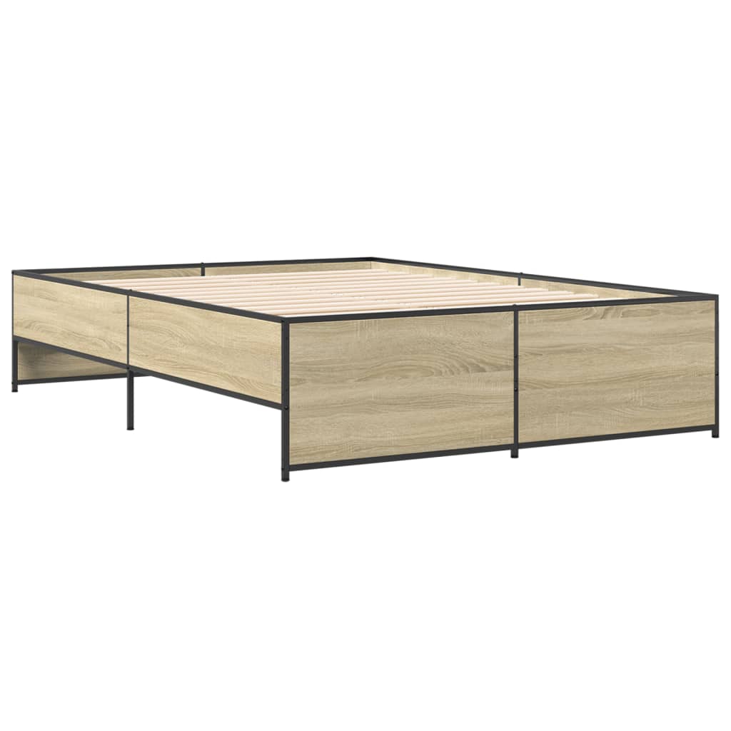 sengestel 120x200 cm konstrueret træ og metal sonoma-eg