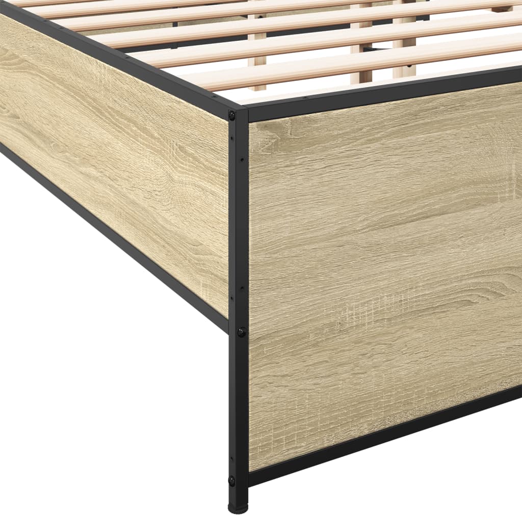 sengestel 120x200 cm konstrueret træ og metal sonoma-eg