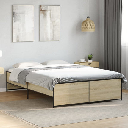 sengestel 120x200 cm konstrueret træ og metal sonoma-eg
