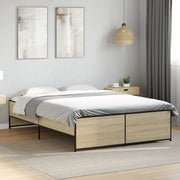sengestel 120x200 cm konstrueret træ og metal sonoma-eg