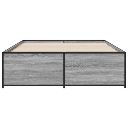 sengestel 120x200 cm konstrueret træ og metal grå sonoma-eg