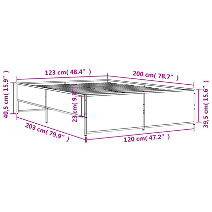 sengestel 120x200 cm konstrueret træ og metal grå sonoma-eg