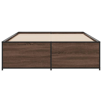 sengestel 120x200 cm konstrueret træ og metal brun egetræ