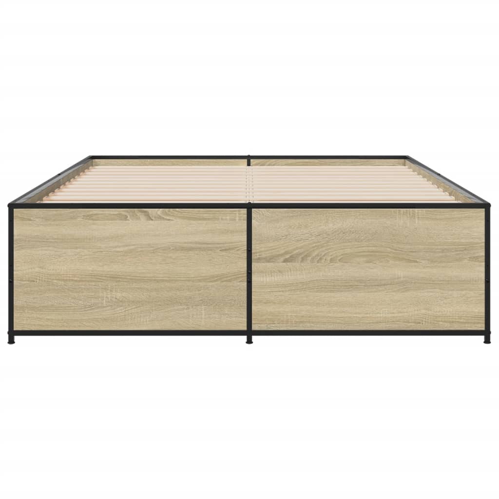 sengestel 140x190 cm konstrueret træ og metal sonoma-eg