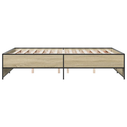 sengestel 140x190 cm konstrueret træ og metal sonoma-eg
