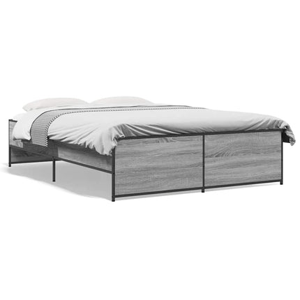 sengestel 140x190 cm konstrueret træ og metal grå sonoma-eg