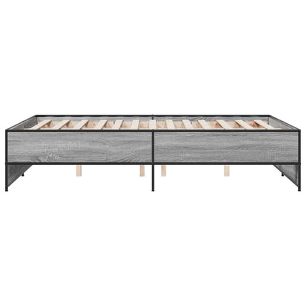 sengestel 140x190 cm konstrueret træ og metal grå sonoma-eg