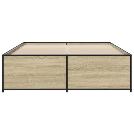 sengestel 135x190 cm konstrueret træ og metal sonoma-eg