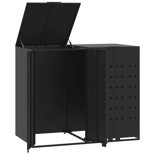skraldespandsskjuler 138x79x117 cm 2 rum stål sort