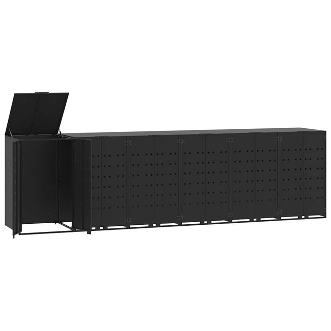 skraldespandsskjuler 414x79x117 cm 6 rum stål sort