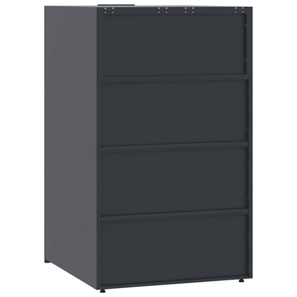 skraldespandsskjuler 207x79x117 cm 3 rum stål antracit