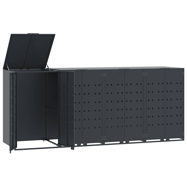 skraldespandsskjuler 276x79x117 cm 4 rum stål antracit