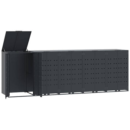skraldespandsskjuler 345x79x117 cm 5 rum stål antracit