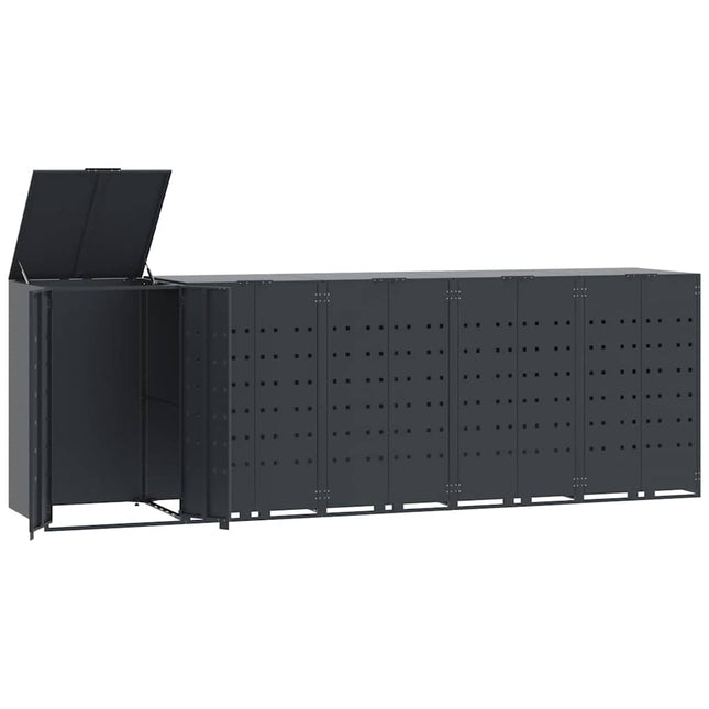skraldespandsskjuler 345x79x117 cm 5 rum stål antracit