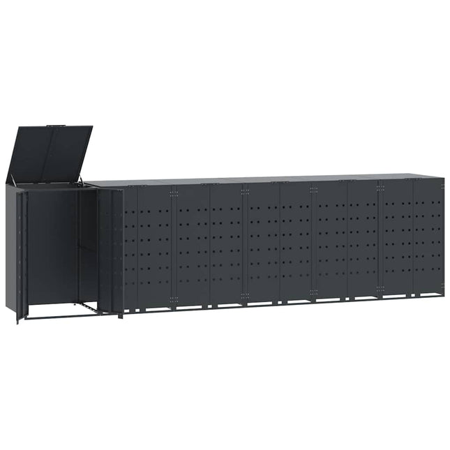 skraldespandsskjuler 414x79x117 cm 6 rum stål antracit