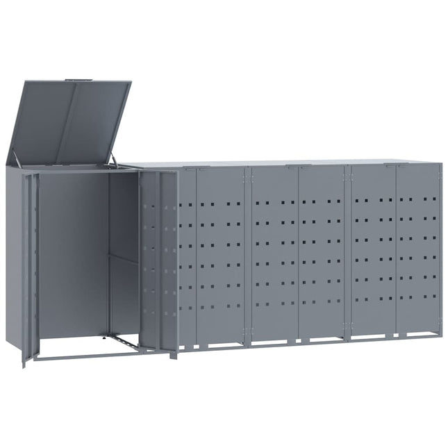 skraldespandsskjuler 276x79x117 cm 4 rum stål grå
