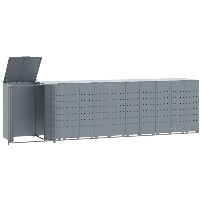 skraldespandsskjuler 414x79x117 cm 6 rum stål grå