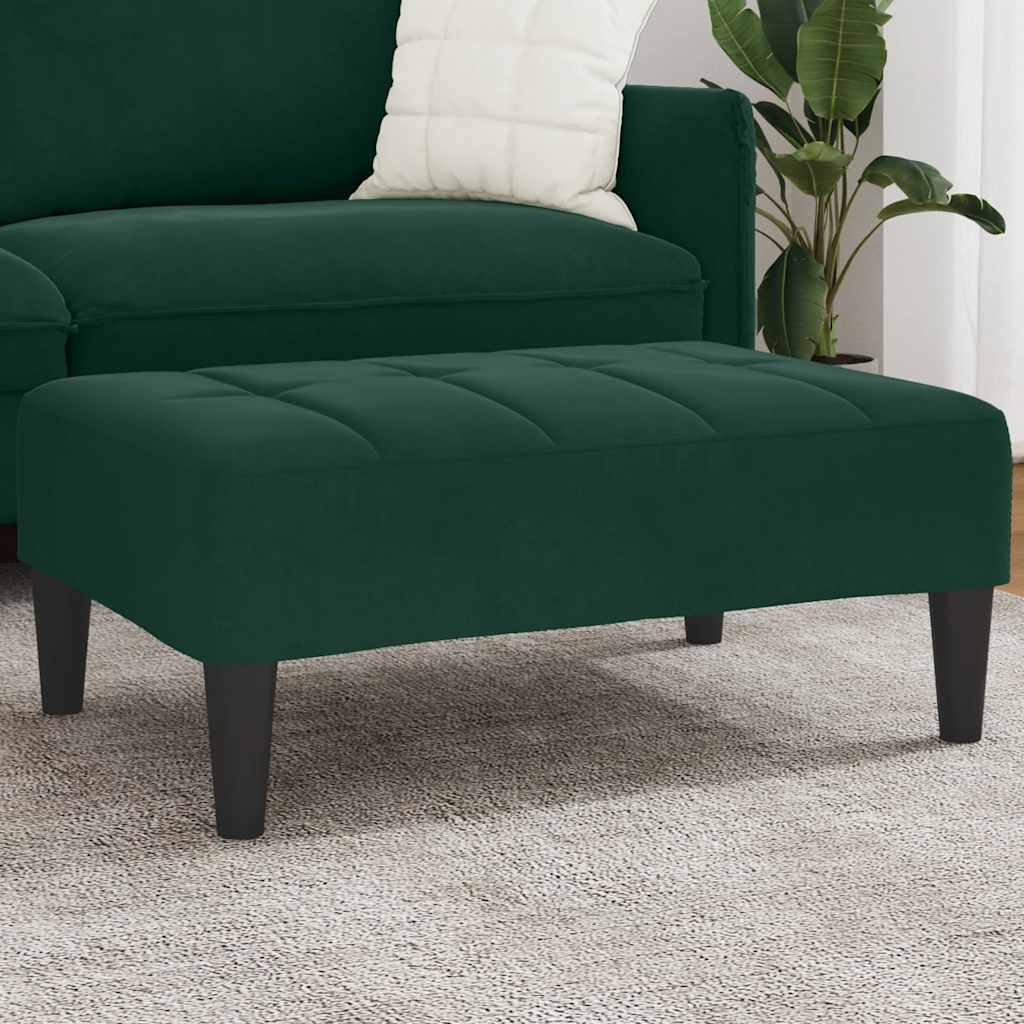 Fodskammel i velour - 77 × 55 × 31 cm, mørkegrøn