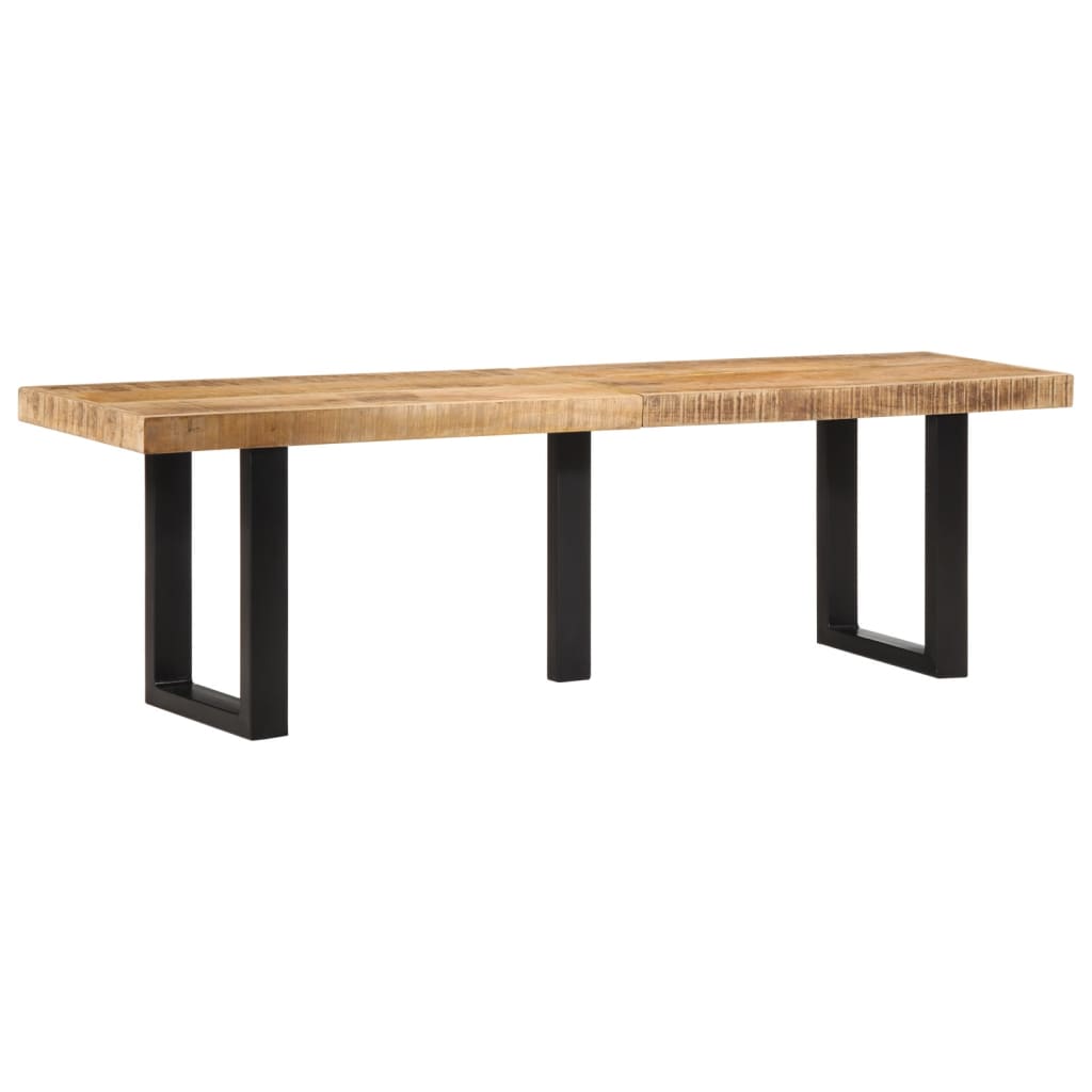 bænk 160 cm massivt ru mangotræ og stål billede