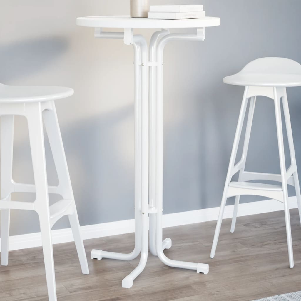 barbord Ø60x110 cm konstrueret træ og stål hvid billede