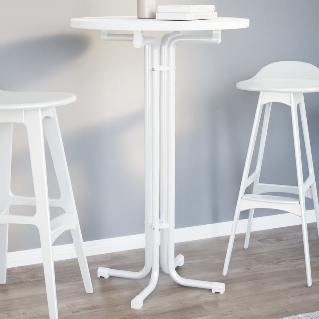 barbord Ø70x110 cm konstrueret træ og stål hvid billede