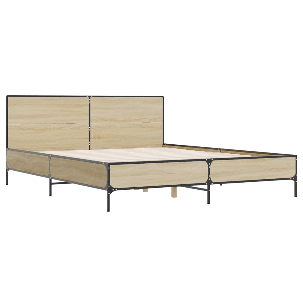 sengestel 120x200 cm konstrueret træ og metal sonoma-eg