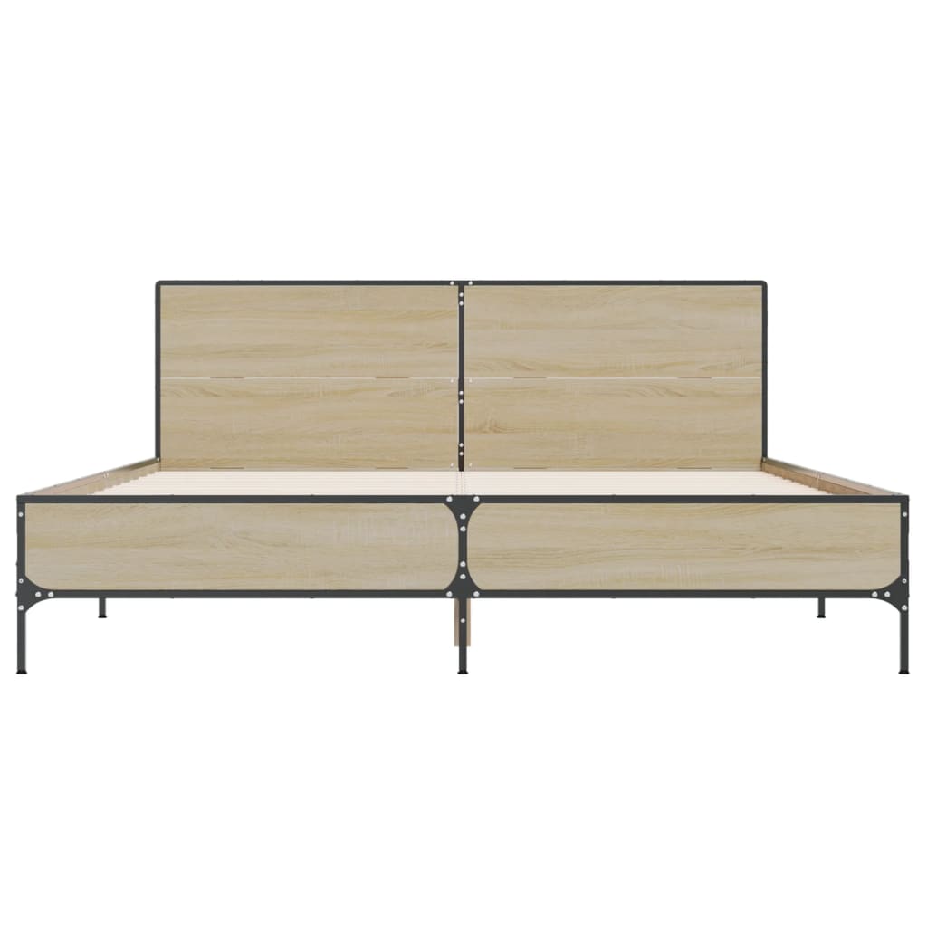 sengestel 120x200 cm konstrueret træ og metal sonoma-eg