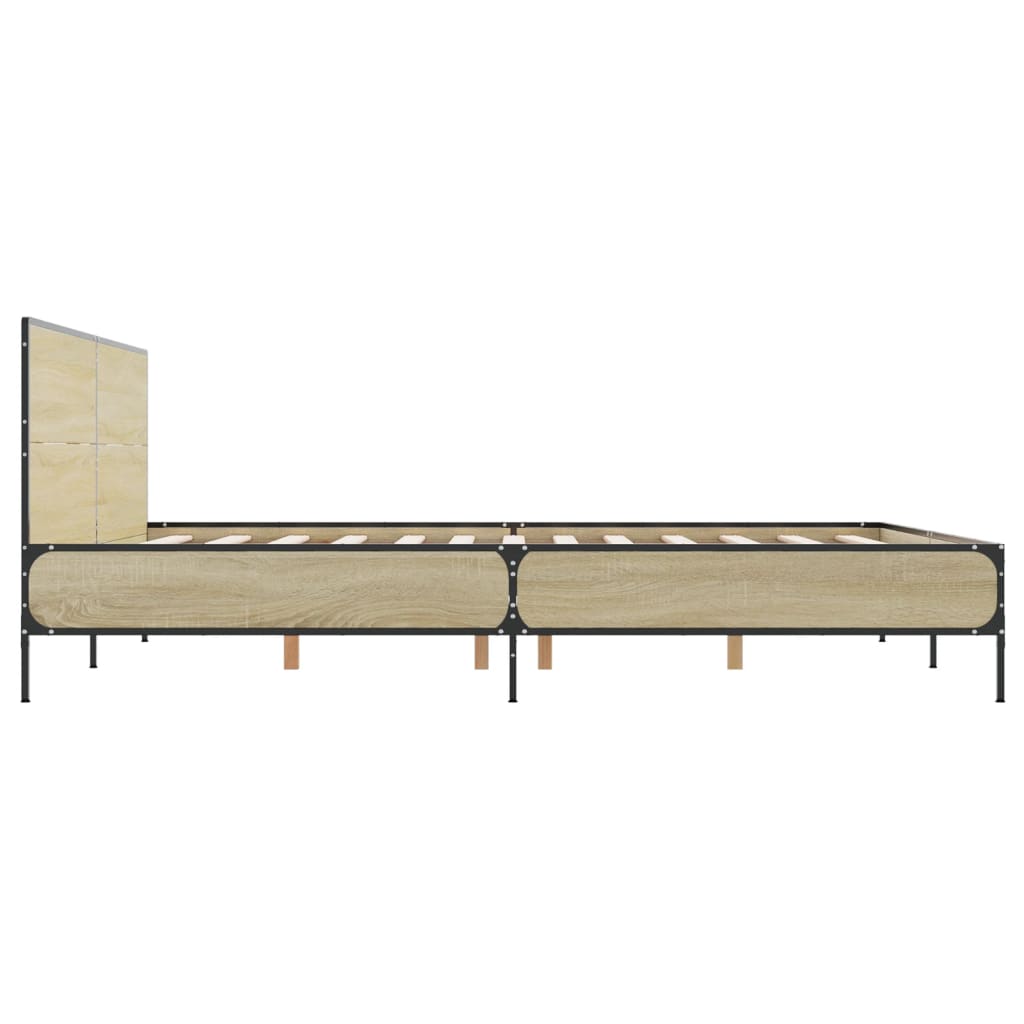 sengestel 120x200 cm konstrueret træ og metal sonoma-eg