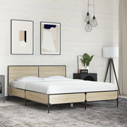 sengestel 120x200 cm konstrueret træ og metal sonoma-eg