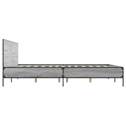 sengestel 120x200 cm konstrueret træ og metal grå sonoma-eg