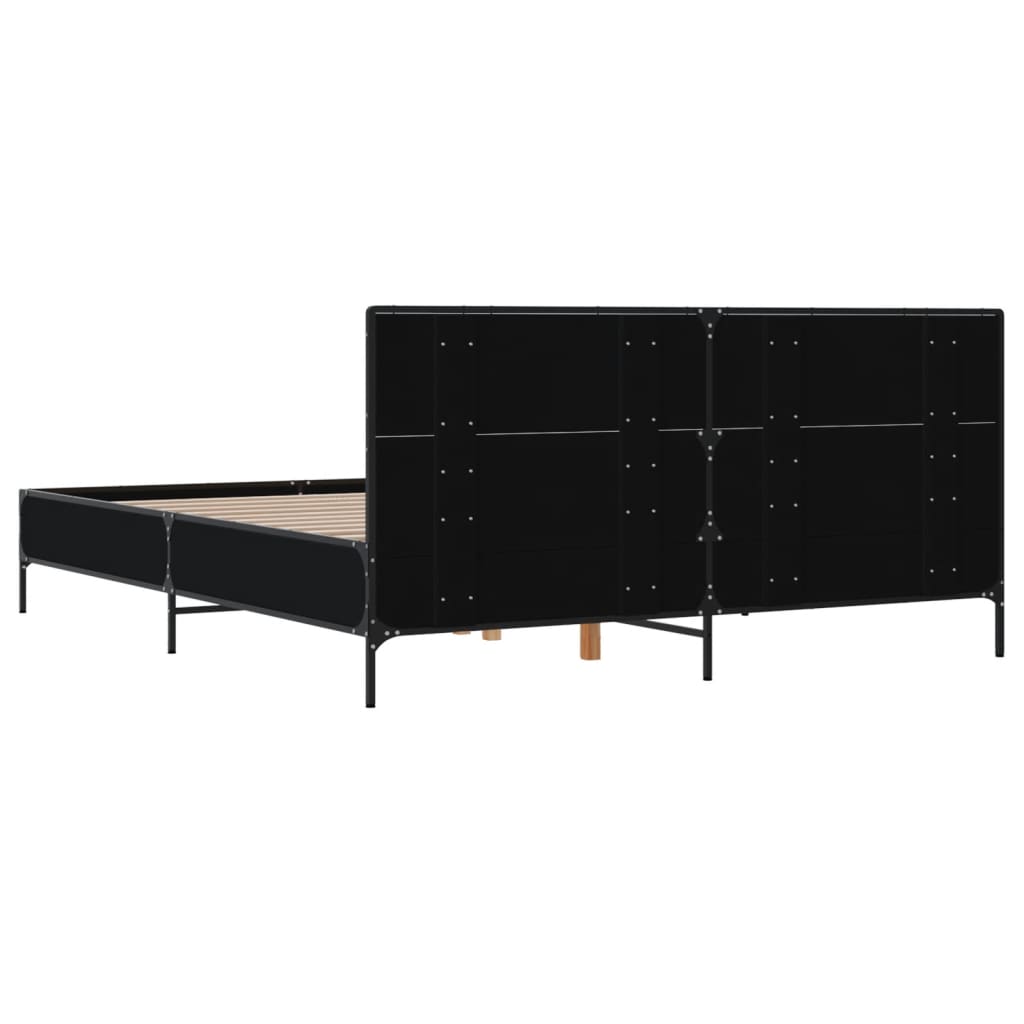 sengestel 140x200 cm konstrueret træ og metal sort