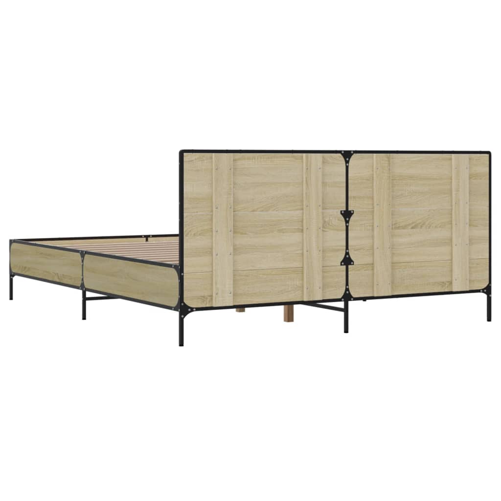 sengestel 140x200 cm konstrueret træ og metal sonoma-eg