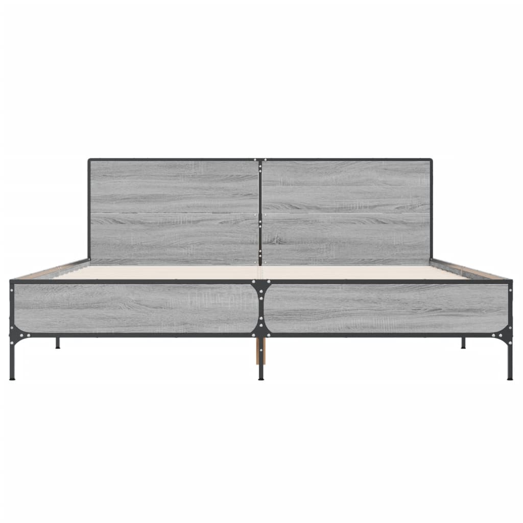 sengestel 140x200 cm konstrueret træ og metal grå sonoma-eg