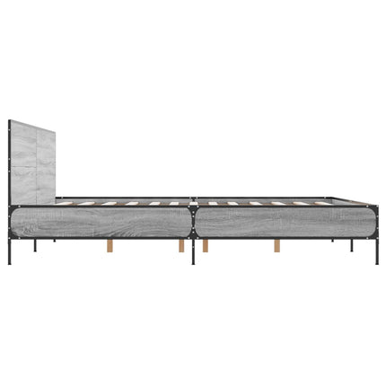 sengestel 140x200 cm konstrueret træ og metal grå sonoma-eg