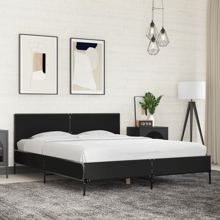 sengestel 150x200 cm konstrueret træ og metal sort