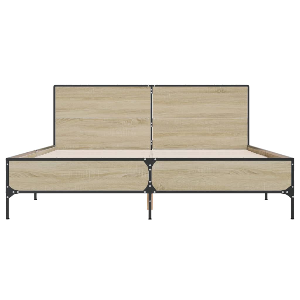 sengestel 150x200 cm konstrueret træ og metal sonoma-eg