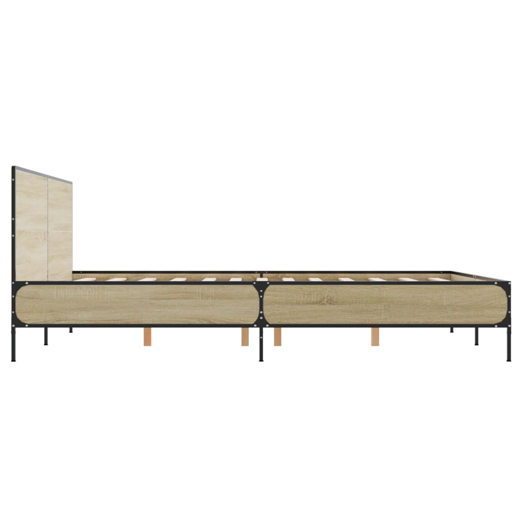sengestel 150x200 cm konstrueret træ og metal sonoma-eg