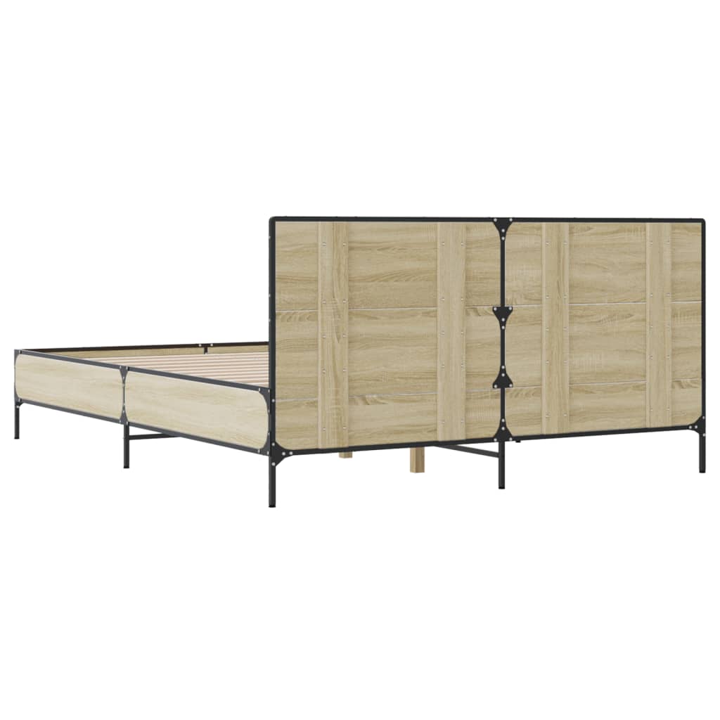 sengestel 150x200 cm konstrueret træ og metal sonoma-eg