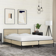 sengestel 150x200 cm konstrueret træ og metal sonoma-eg