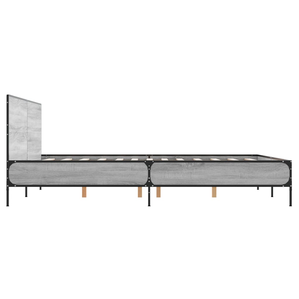 sengestel 150x200 cm konstrueret træ og metal grå sonoma-eg