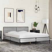 sengestel 150x200 cm konstrueret træ og metal grå sonoma-eg